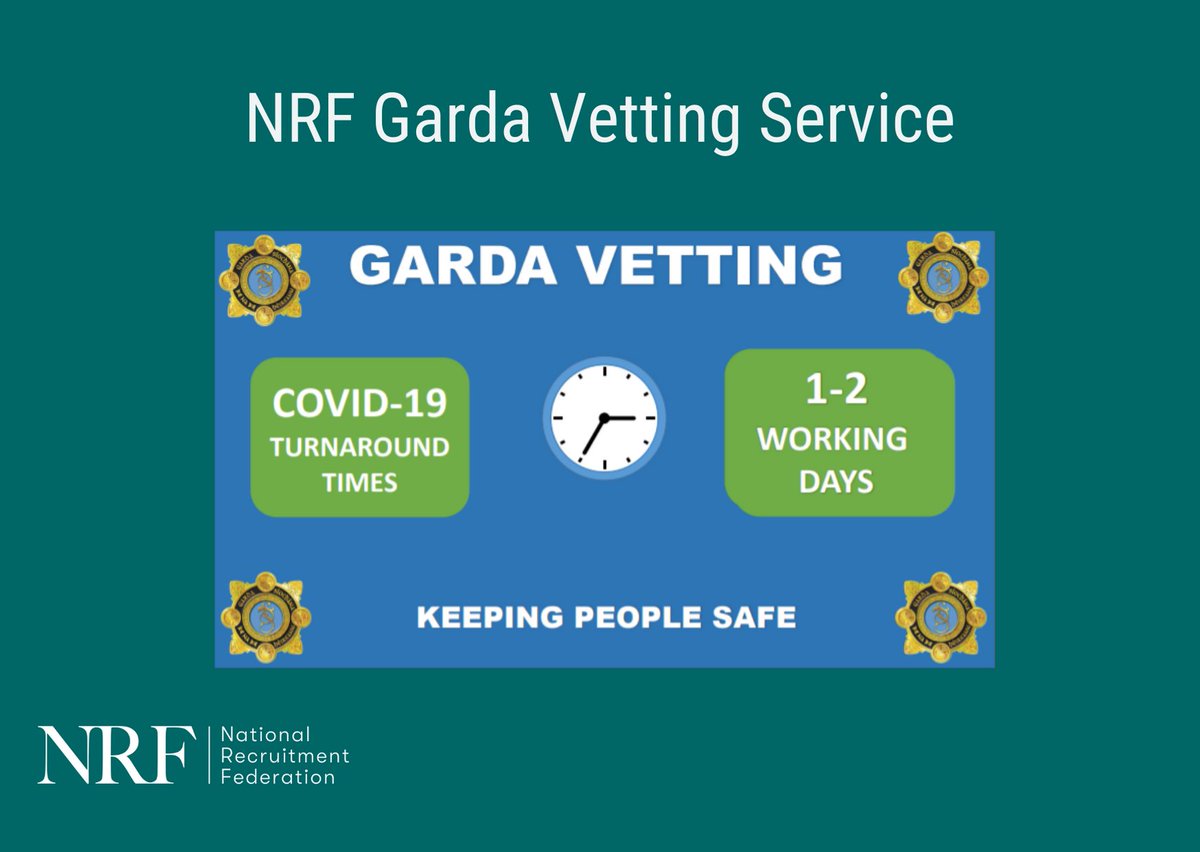 21,542 Covid related applications completed by the Garda National Vetting Bureau since March 12th! Fantastic turnaround times from the GNVB. Here at the NRF we are delighted to be part of these extraordinary figures. Excellent team work @SineadNRF <a href="/LauraDoherty16/">Laura Doherty</a> #teamwork