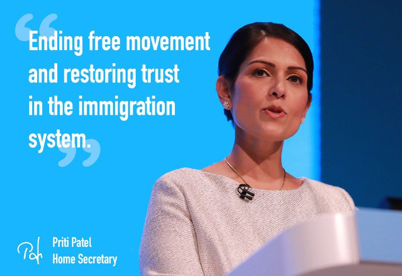 pritipatel's tweet photo. The #ImmigrationBill before Parliament today is a simple one.

It ends free movement. It takes back control of our borders. It delivers on our promise to the British people. https://t.co/ynJXAmzkAg
