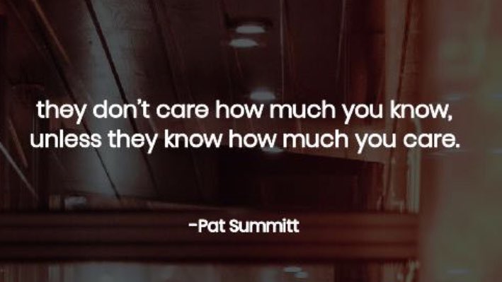 Thought for Monday ⛅️- last one from Coach Summitt 🏀 (although it has been attributed to others as well) whose players HAD TO sit in the 1st 3 rows of all classes and had a 💯% college graduation rate 😳) - the most important of all‼️ Go win it today...