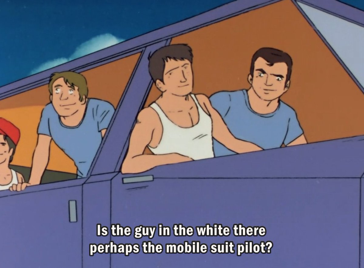 asdfghjkl the zeon guys throught amuro did a good job so they drove over in a van to say HiWhat chill funky dudes