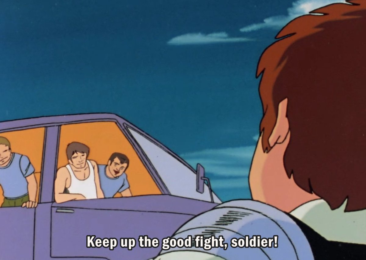 asdfghjkl the zeon guys throught amuro did a good job so they drove over in a van to say HiWhat chill funky dudes