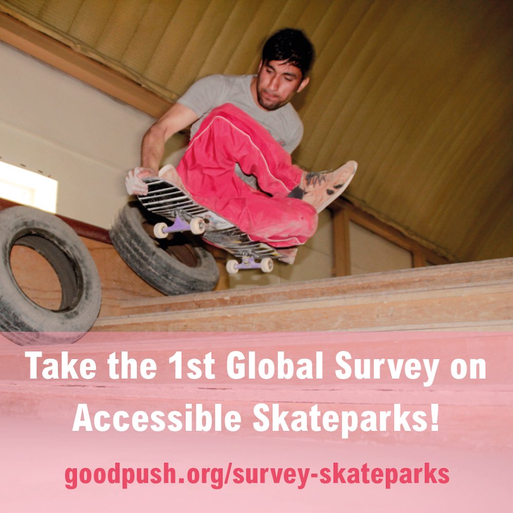 thegoodpush's tweet photo. We’re really excited to announce that we have just launched a short survey about how to make skateparks more accessible for everyone –  in collaboration with Drop In e.V. and SEHstern e.V.
Fill out the survey via: https://t.co/DeVQ6uo52B and please help us share it widely! https://t.co/uk6w8EyjMn