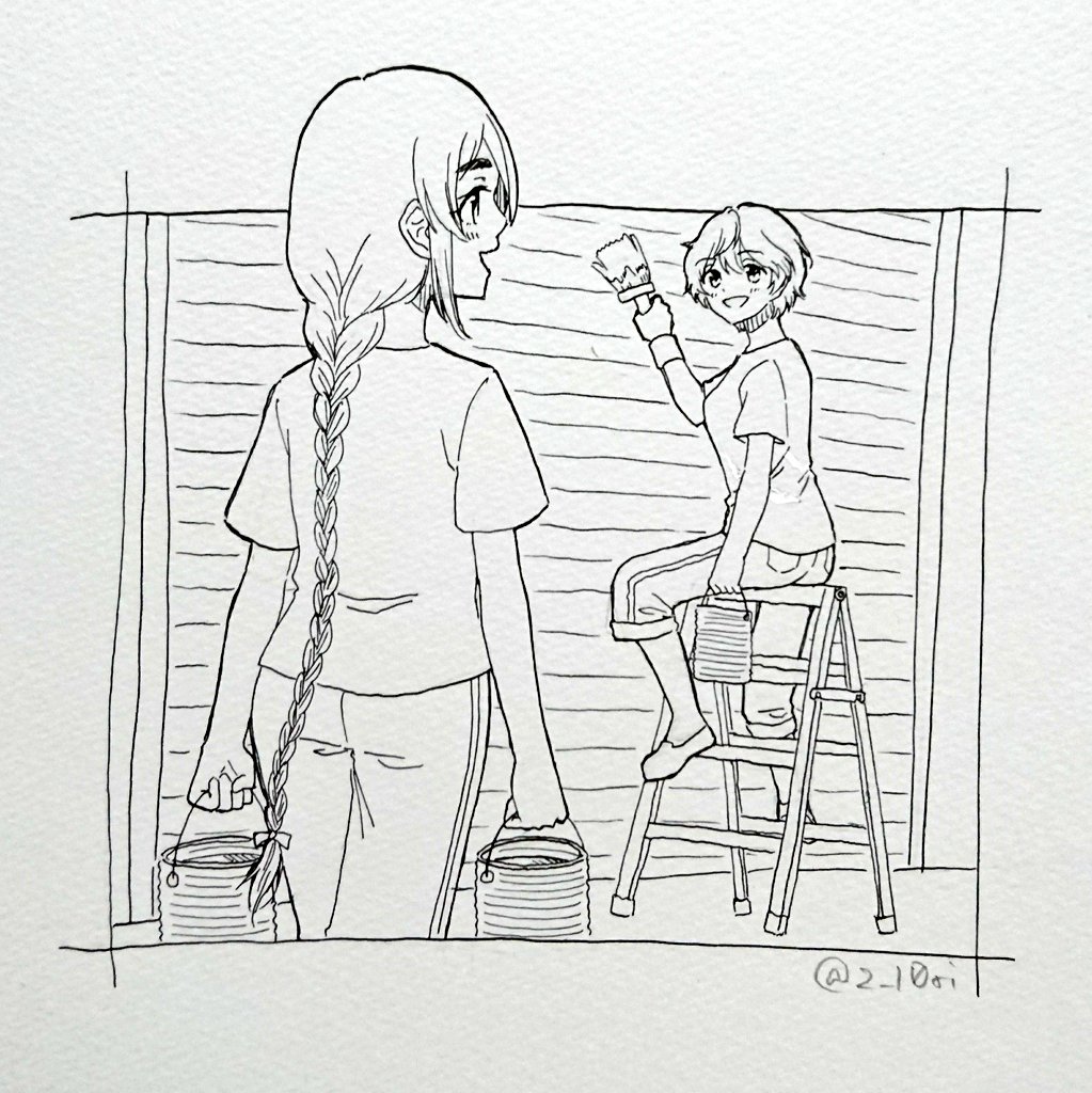 吉岡沙紀さまとシャッター街にグラフィティアートを制作される相原雪乃お嬢さまの図 
