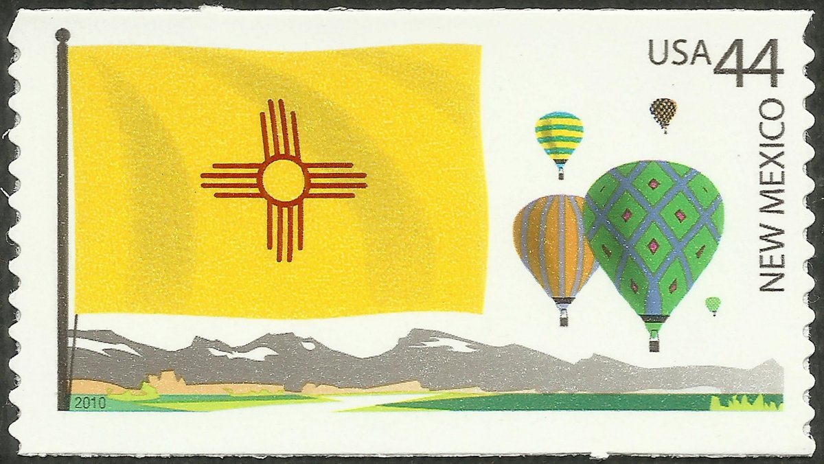 (5/8)The New Mexico state flag was rated first in a 2001 survey of 72 U.S. and Canadian flags.It contains a great deal of symbolism tied to the original inhabitants and later Spanish colonialists. It is the only U.S. state flag with no blue or white.