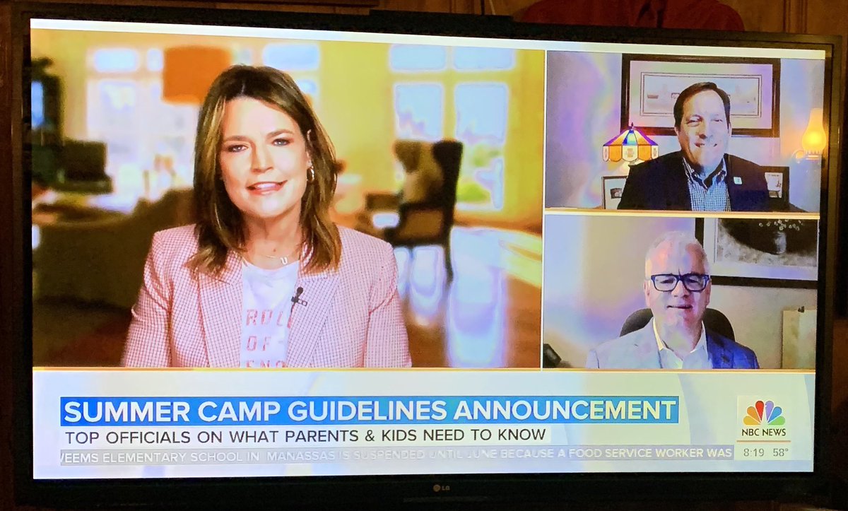 Proud of the partnership between @McEntirePaul <a href="/ymca/">ymca</a> and <a href="/rosenbergtom/">Tom Rosenberg</a> <a href="/ACAcamps/">American Camp Association</a> to ensure safe camps for our kids this summer! Thx <a href="/SavannahGuthrie/">Savannah Guthrie</a> <a href="/TODAYshow/">TODAY</a>!