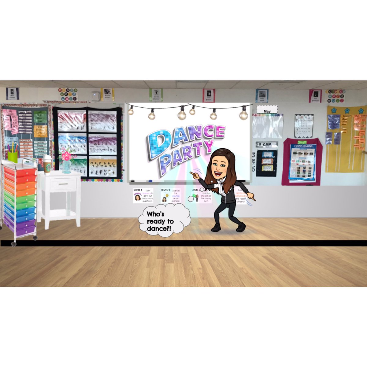 Check out my virtual classroom!! 😁

Join me &amp; <a href="/MsMiles_Science/">Ms. Miles</a> in our office hours this week! Monday—Thursday 8:30-9:15am! Who’s ready to dance?! 💃🏻

A big thank you <a href="/misssykes45/">Morgan Sykes</a> for the template &amp; inspiration! 🌟<a href="/Bitmoji/">Bitmoji</a> <a href="/BaileysES_FCPS/">Bailey's Elementary School for the Arts & Sciences</a> <a href="/fcpsnews/">Fairfax Schools 🌟</a> <a href="/FCPSDanceArts/">FCPS Dance Arts</a> #officehours