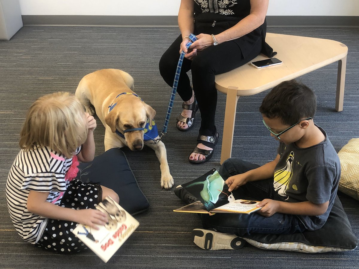khickslms's tweet photo. #MissingYouMonday #2: I miss Mrs. Copsey, Bella, and all the readers that that got to share their stories with our  @CREhseIN “library dog.” #ProudToBeHSE https://t.co/S5pUlpMzJ9