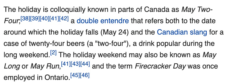 US friends, today is a holiday. We call it "May 2-4" because, well, because that's how many beers come in a case. 

Don't take our word for it 👇🇨🇦✌🍻️

We will be back with an unbelievable week ahead:

<a href="/PoteckPower/">Poteck Power</a> 
<a href="/BDSA_Insights/">BDSA</a> 
<a href="/detonateCA/">Detonate Cannabis</a> 
Motif Labs
<a href="/Invest420/">Alan Brochstein, CFA</a>