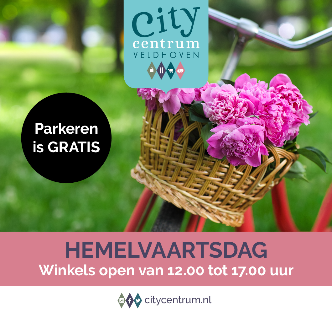 🔹Hemelvaart 2020🔹

A.s. donderdag zijn een groot aantal winkels in het Citycentrum geopend van 12.00 tot 17.00 uur. Je bent van harte welkom en parkeren is gratis. 😊
We verzoeken je echter wel om je te houden aan de bekende richtlijnen tijdens een bezoek aan ons centrum.