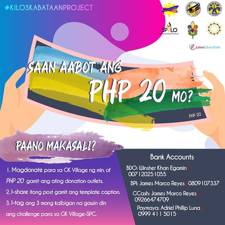 spyloph's tweet photo. Saan kaya aabot ang Php 20 ko?🤔

Inaaya ng #KilosKabataan Project ang lahat na makilahok sa ating "Saan Aabot ang PHP 20 Mo?" Challenge! Maaari ka nang makatulong sa halagang 20 pesos. Sali na mga kapatid at ayain mo rin ang iyong mga kaibigan na makiisa sa ating pagtulong!✊😉 https://t.co/xO58ZTzoID