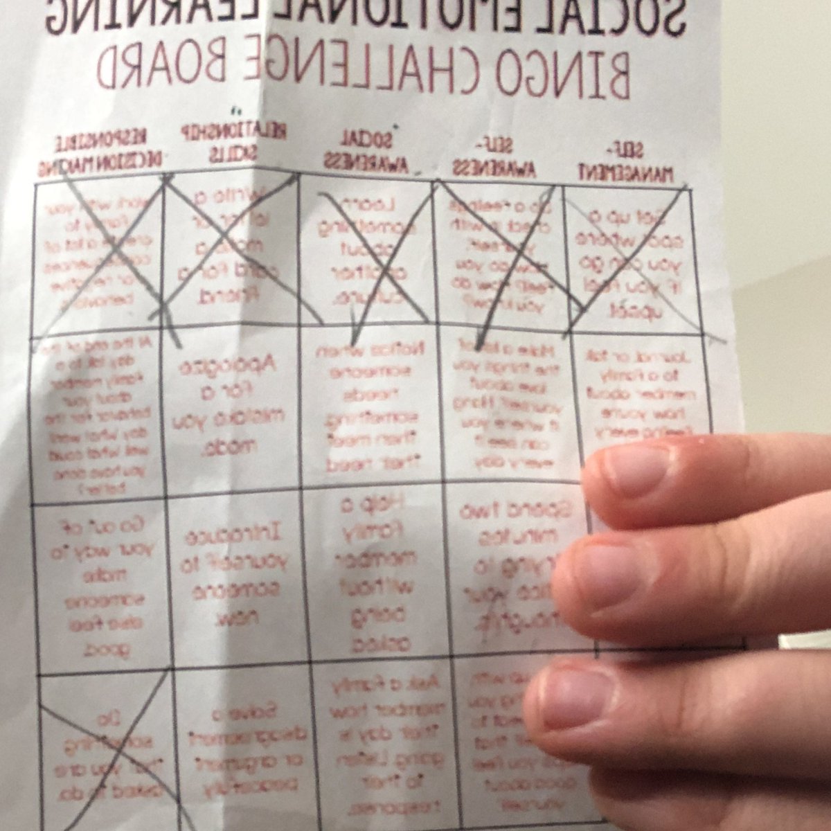 MTL_HSCounselor's tweet photo. I love seeing Hillside students complete my SEL Bingo challenge! This Monday is off to a great start! #HSinspiration @MTL_HS_4th_5C https://t.co/83z85DfEoo