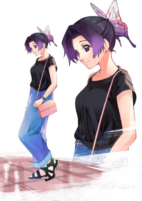 HATSKI.sinさんがTwitterに投稿した胡蝶しのぶ(鬼滅の刃)のイラスト。