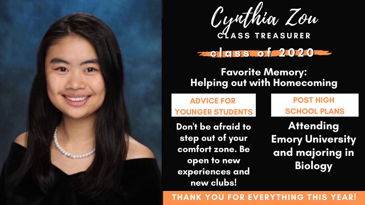 This week we are highlighting our amazing Senior Officers who have dedicated their time to making RHS a better place!
.
.
.
Check out Cynthia Zou who was an officer for one year. Best of luck at Emory and all of your future endeavors!