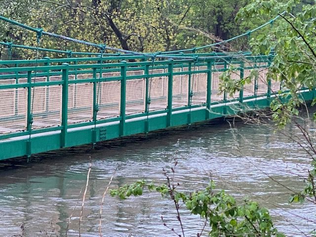 PDRiverside's tweet photo. RPD-the foot bridge across the Des Plaines River located in the rear of the police station (Riverside Road) is closed due to high water. Please stay off foot bridge- https://t.co/jfAtYpvnGb