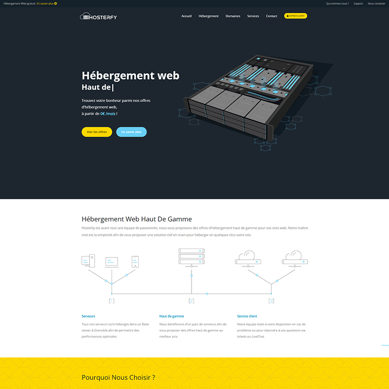 HapiDevFR's tweet image. Nouvelle réalisation de #siteweb ! 
#Création d'un #site #web d'#hebergement. Si vous avez des besoins pour héberger vos sites web, #VPS ou serveurs de #jeux, faites confiance à #Hosterfy. Plus d'infos sur hosterfy.com