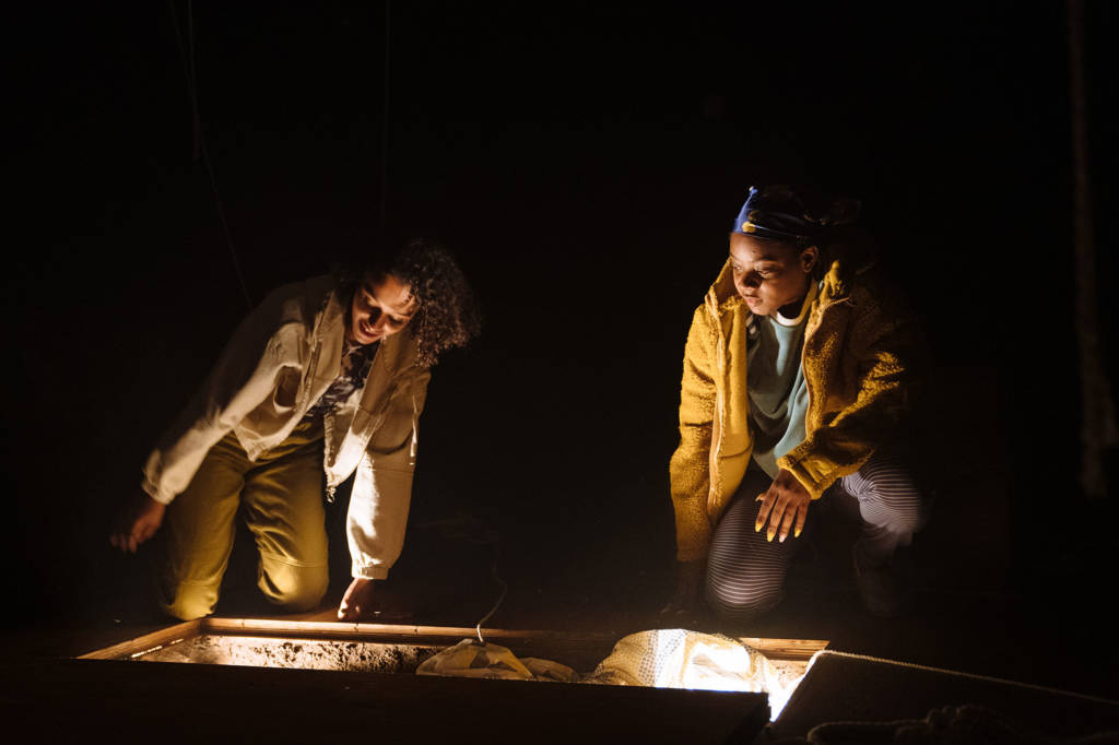 ScriptinHandpod's tweet image. Here are a few pics from the fabulous Royal Court Production of Seven Methods of Killing Kylie Jenner by Jasmine Lee Jones that we reference in our latest ep. #internetweb

Cleo (Danielle Vitalis) and Kara (Tia Bannon) in Seven Methods of Killing Kylie Jenner. 
📷by Helen Murray