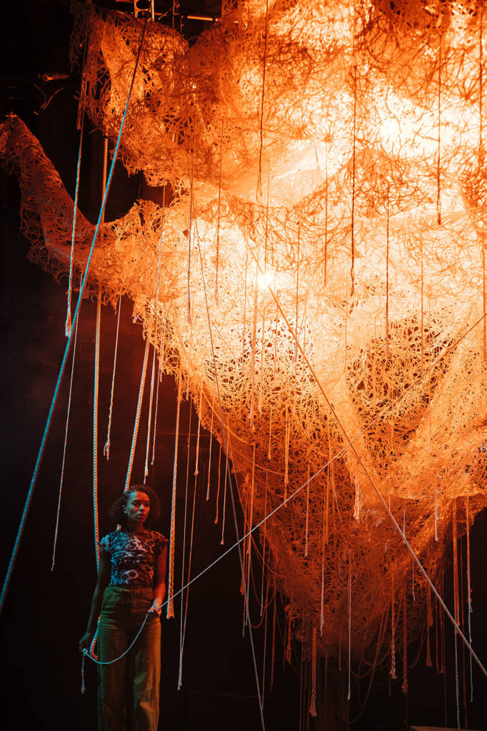 ScriptinHandpod's tweet image. Here are a few pics from the fabulous Royal Court Production of Seven Methods of Killing Kylie Jenner by Jasmine Lee Jones that we reference in our latest ep. #internetweb

Cleo (Danielle Vitalis) and Kara (Tia Bannon) in Seven Methods of Killing Kylie Jenner. 
📷by Helen Murray