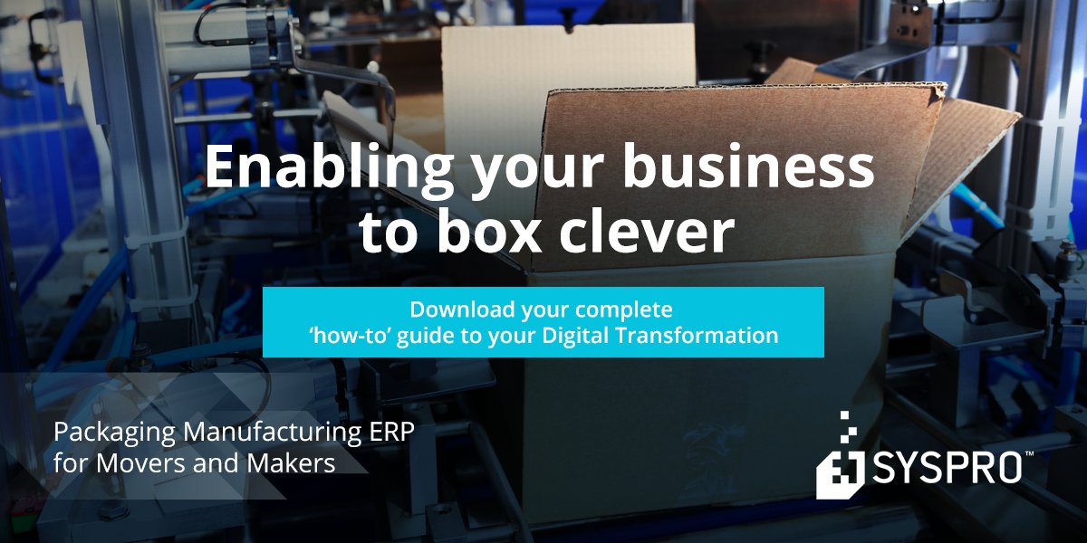 SYSPRO's tweet photo. Are you a Manufacturer in the Packaging industry? Do you want practical solutions to your digital transformation journey? Tick all these boxes and more with our complete "How-to-Guide" to your digital transformation with ERP: https://t.co/NINoxxs02W
#MoversAndMakers https://t.co/AEJ8DYX5ro