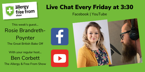 AllergyShow's tweet photo. Missing @BritishBakeOff? Well we have star baker, @RosieBrandreth joining Ben to talk allergy, freefrom and baking for your pets! Set your alarms and synchronise your watches #freefromers as this one's not to be missed!
You can still catch all up on all episodes of AFF 'Chat'! https://t.co/yixhC0vd3F