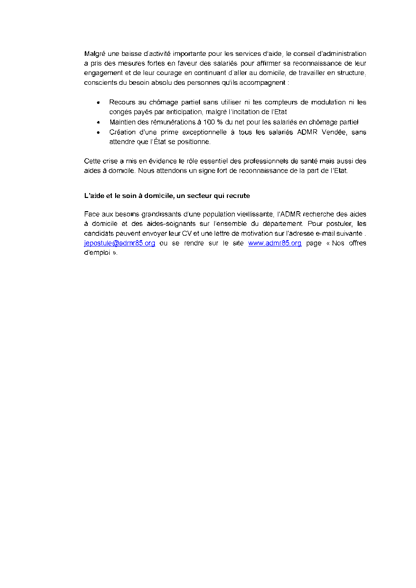 ADMR_Vendee's tweet photo. La mobilisation continue pour l'ADMR !
#ADMR #Vendée #coronavirus #Covid_19 #TousMobilises https://t.co/O7bxF66Ulj