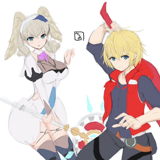 ゼノブレのシュルクとメリアちゃんラフ落書き 
