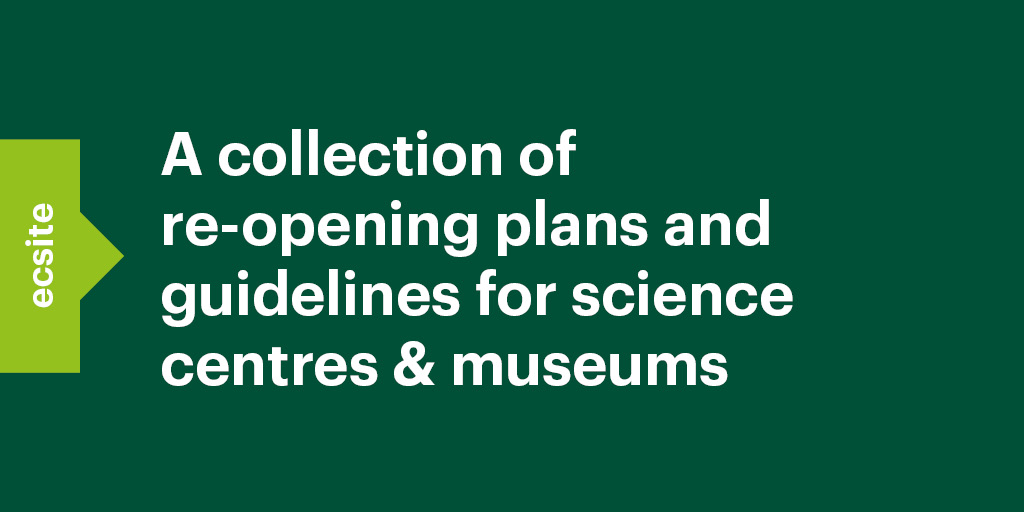 Ecsite's tweet photo. 📣📑Ecsite put together a collection of #reopening plans and #guidelines for science centres and museums preparing to welcome back visitors ➡️ https://t.co/h1OLQwIFTu
#scicomm #museums #covid19  

Want to contribute? More info 👉https://t.co/zromhMLKWR https://t.co/RlzRgBKuL9