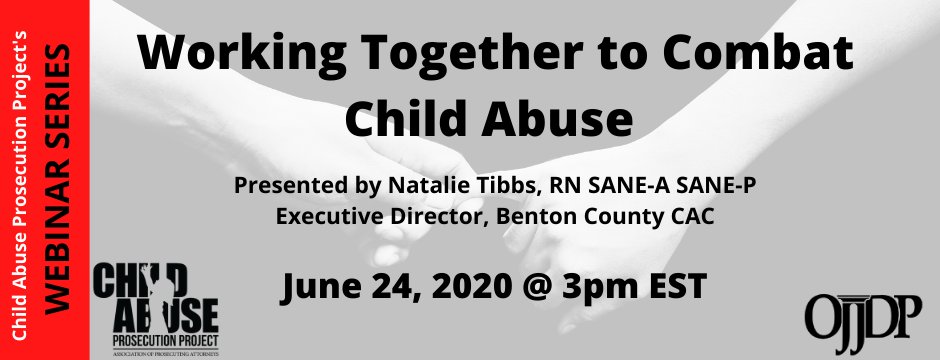 JOIN US 6/24 at 3pm ET for a CAPP webinar where participants will learn the importance of a multi-disciplinary approach to child abuse investigations. 

To learn more or register, visit: ow.ly/G30j50zHFbT