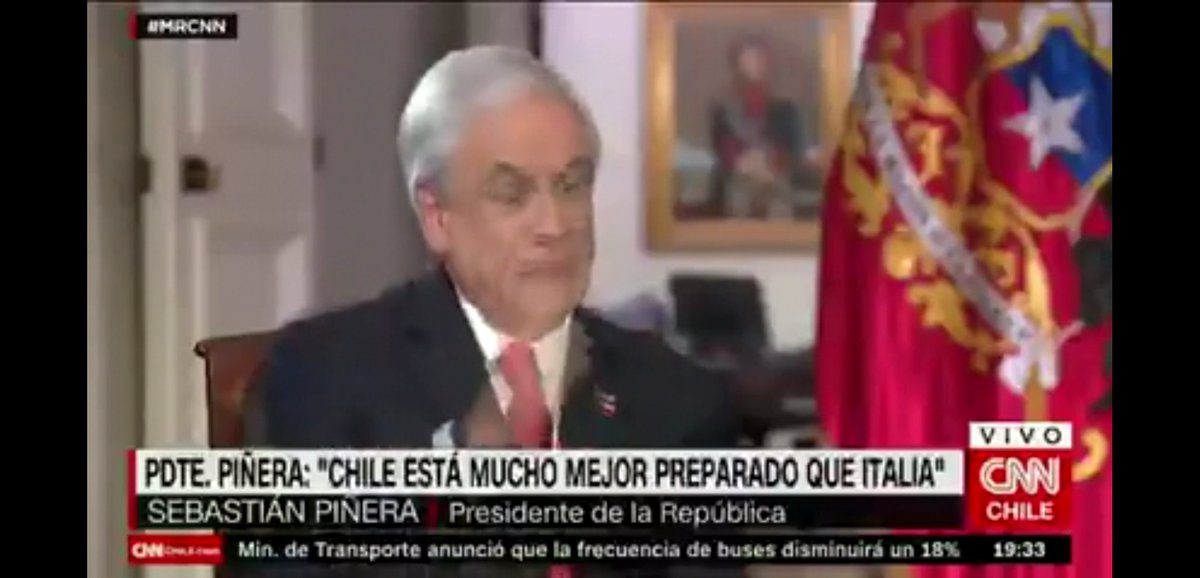 CerrillosTv's tweet photo. Sebastián Piñera: Como nungún país, "CHILE TAMPOCO ESTABA preparado, tenemos que ser humildes en reconocerlo" [17 mayo 2020]
VS
Lo que dijo en entrevista en CNN
Sebastián Piñera: "Chile está mucho mejor preparado que italia" https://t.co/waKxufQwQ8