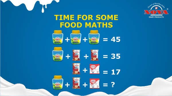 Math is way more fun when food is involved. Use your mathematical skills to solve this puzzle. #NovaDairy #NovaPuzzle #puzzlefortoday