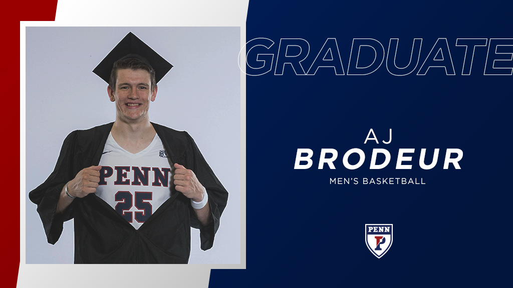 PennMBB's tweet photo. Without doubt, one of the all-timers in program history. AJ BRODEUR graduates today with five program records, his name on several other top-10 lists, and a lasting impact with his day-to-day approach. 

Congratulations to AJ and all of our seniors today! 🔴🔵#Whānau https://t.co/jJrIQ0gLp7