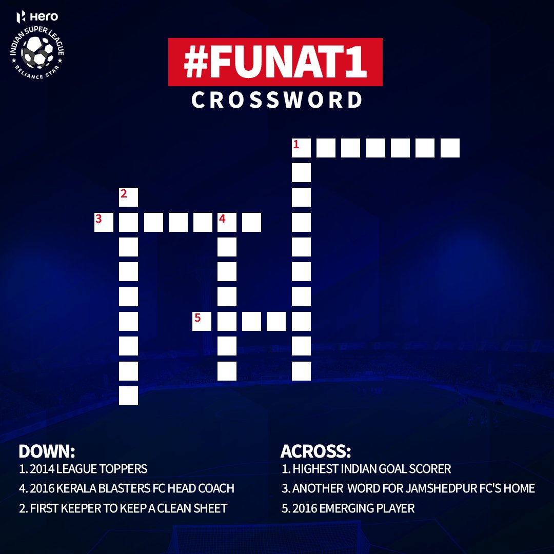IndSuperLeague's tweet photo. #FunAt1 Crossword challenge ✏️
Use the clues given below to fill all the boxes ✅
#HeroISL https://t.co/FNItlNZEdC
