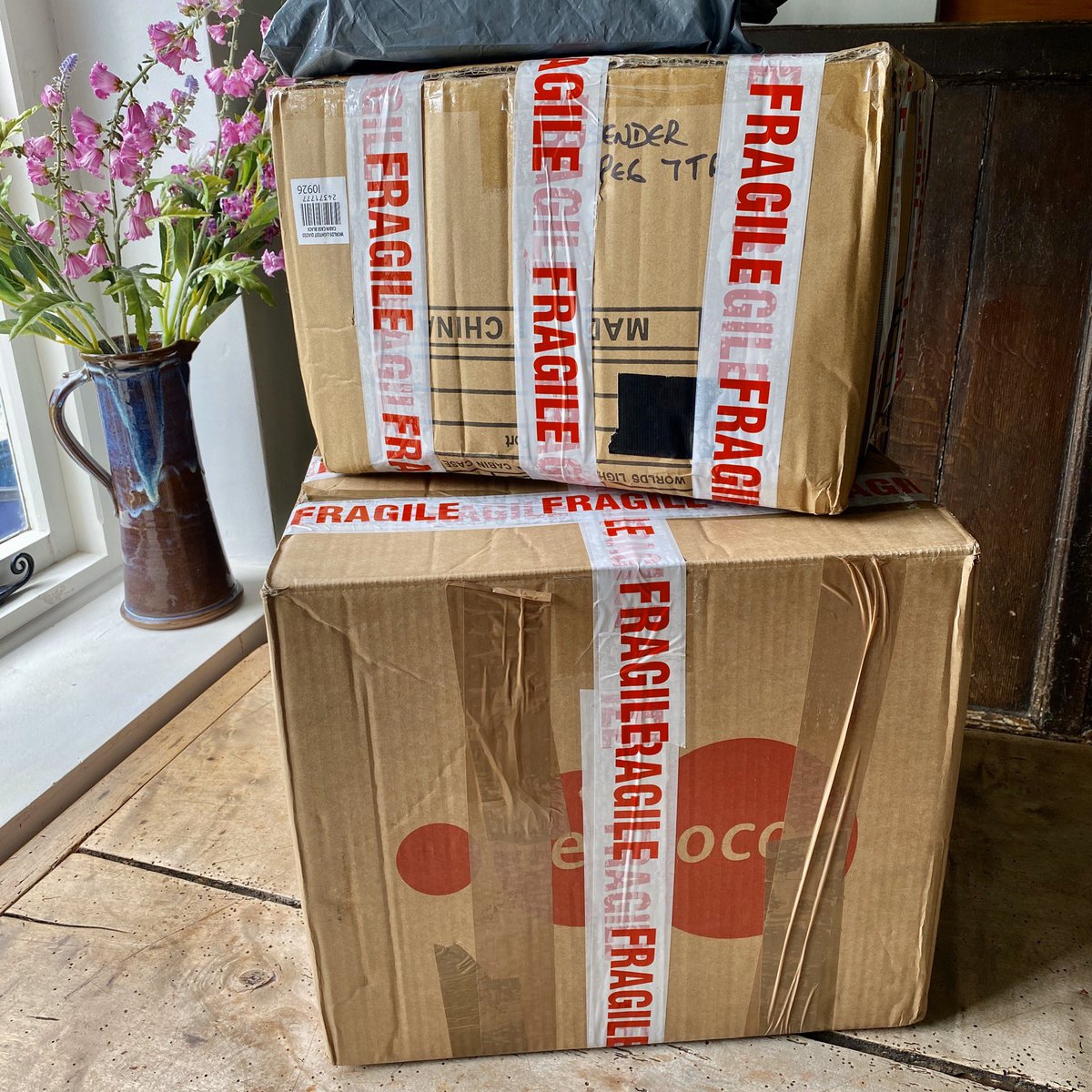 WelshVernacular's tweet photo. The two latest stools sold today have been packed ready and waiting to be posted out to their new homes.

#welshvernacularantiques #wecanpostsmalleritemsout #wecanareangedeliveryviacourierforlargeritems #recyclepackaging #recycledmaterials https://t.co/UuteJ0NtV5