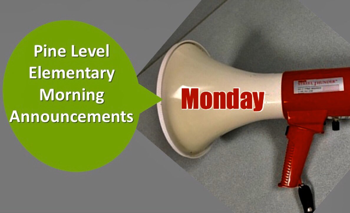 <a href="/PineLevelES/">PineLevelES</a> Morning Announcements will be posted each weekday morning on our YouTube channel (Buzz Hornet). Today’s edition (5/18/2020) can be viewed at    youtu.be/PtWRHc4qYDE 
#PLGreenHornets   #WhatYouNeedtoKnow   #FinishStrong