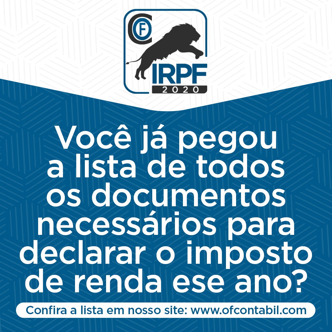 OFContabil's tweet image. Ainda da tempo de reunir todos os documentos necessários para fazer a declaração! Corre no nosso site conferir a lista! ofcontabil.com.br #ofcontabil #contabilidade #contabilidadedigital