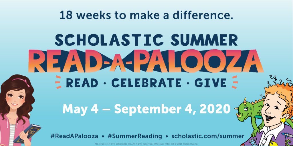 Scholastic (@scholastic) on Twitter photo We're encouraging students to read, celebrate and give all summer long! We teamed up with <a href="/UnitedWay/">United Way</a> for Scholastic Summer #ReadAPalooza. Each milestone hit will unlock a donation of 100,000 books to kids in need! Join us today ā”ļø bit.ly/2LoKiwA We're encouraging students to read, celebrate and give all summer long! We teamed up with <a href="/UnitedWay/">United Way</a> for Scholastic Summer #ReadAPalooza. Each milestone hit will unlock a donation of 100,000 books to kids in need! Join us today ā”ļø bit.ly/2LoKiwA