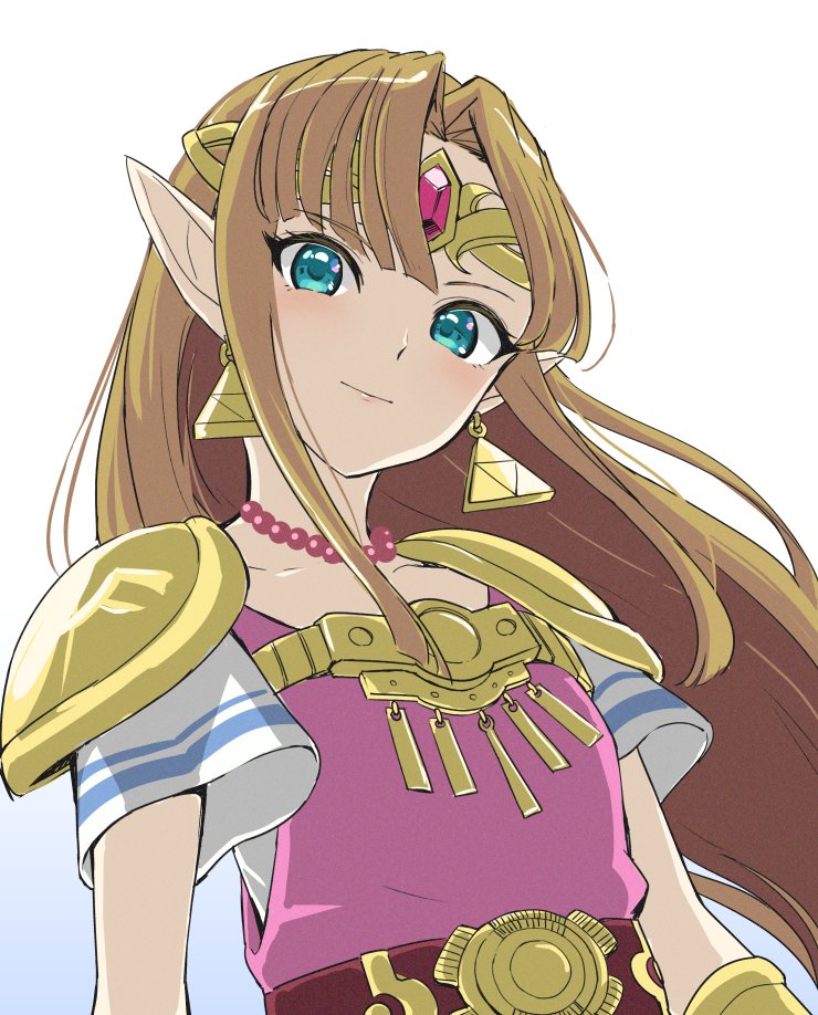 princess zelda 1girl solo pointy ears jewelry long hair earrings smile  illustration images