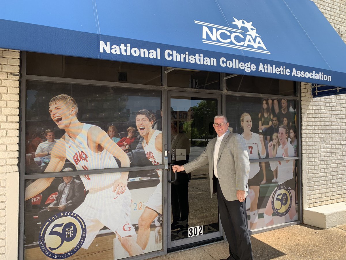 TheNCCAA's tweet photo. In 2000, the National Office ceremoniously opened its doors in Greenville, SC with Executive Director Dan Wood.

20 years later, the office &amp; Dan remain in this beautiful city as the NCCAA continues to use intercollegiate athletics to further the Great Commission!

#KingChasing https://t.co/tfwWrqEAqG