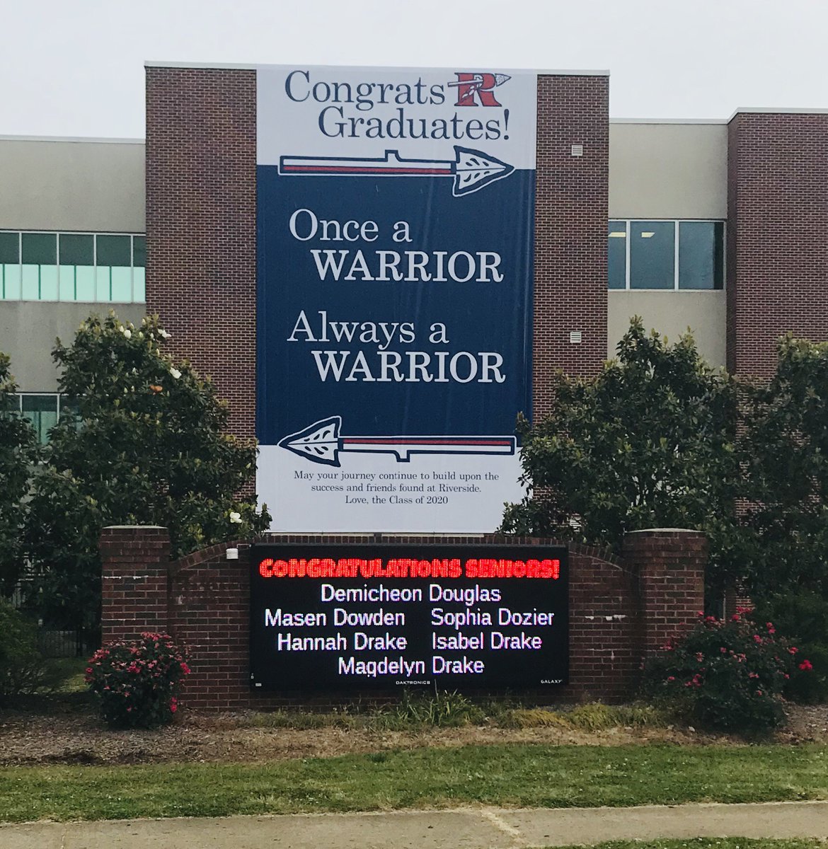 RHSTribeChat's tweet photo. Congratulations to the Class of 2020! Special thanks to the RHS Custodial staff, the RHS PTSA and the parents of the Riverside Community. "Once a Warrior, Always a Warrior!" #eWarriors #ReachingHigherStandards https://t.co/ao1LCGn9nJ