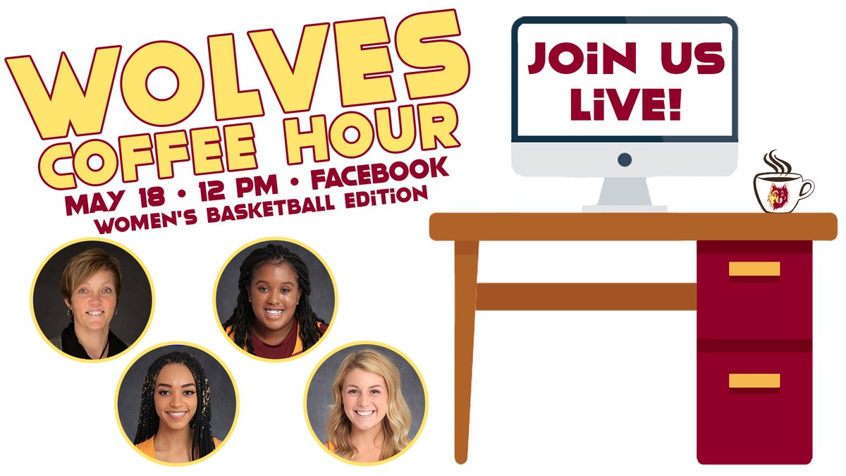 WolvesAthletics's tweet photo. Don't forget we are kicking off your Monday #LunchHour with the @nsuwolves_wbb edition of the #WolvesCoffeeHour today at 12 pm!!
Join us live on Facebook: https://t.co/fZZDqwRvRX
#GoWolves #maroonNgold https://t.co/lZhLQd5USA
