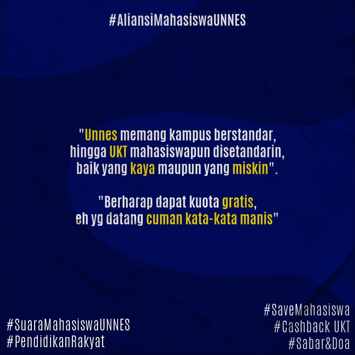 nskhrnskl's tweet photo. pengenku sijiiiii, entuk cashback-an UKT 👻 #SabardanDoa #SuaraMahasiswaUNNES https://t.co/d6qf0C7NN9