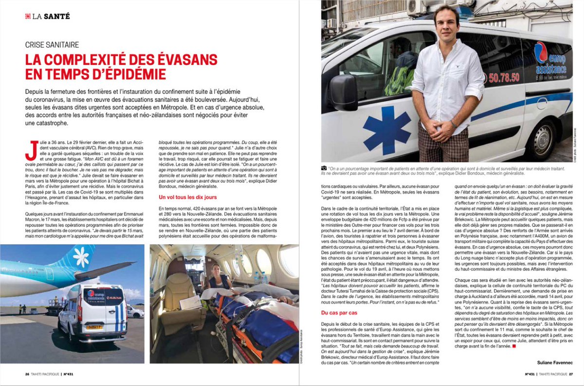 Dans cet article, découvrez les coulisses des évacuations sanitaires opérées par Europ Assistance Océanie, ainsi que toute leur complexité en ces temps d'épidémie.
Encore bravo aux équipes pour leur engagement !
➡️ bit.ly/2TjdQjo
#youlivewecare #assistance #covid19