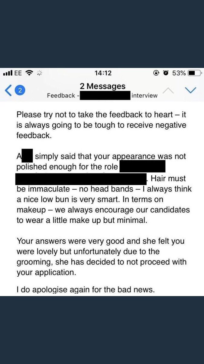 Alls_Stoner's tweet photo. Category is: make up &amp; hair in the work place. Interview by “The Female Struggle is Real” &amp; the fantastic @emjorealdavies 
after receiving astounding interview feedback from a well known high street retailer (screenshot attached &amp; pictures of my outfit &amp; make up/ hair) https://t.co/pcCLtA1vP4