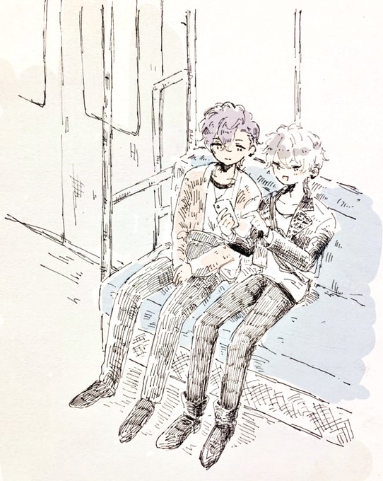 アド晃ちゃんにハマって1年と1ヶ月くらい経ったね???これはちょうど1年前の今日に描いたアド晃ちゃんデートの絵? 