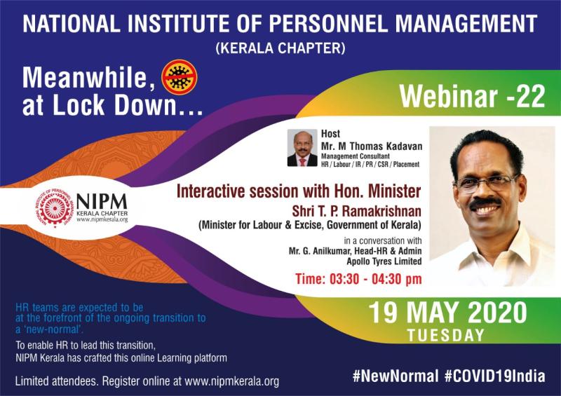 nipmkerala's tweet photo. Will #Kerala dismiss #labourlaws for a while? Especially in the times when #investors and #Workers need to join hands to forge ahead.
#Meanwhileatlockdown, we bring another timely webinar with @TPRamakrishnan1
Register at https://t.co/GyZw0FAMGq https://t.co/95OKP0qAcz