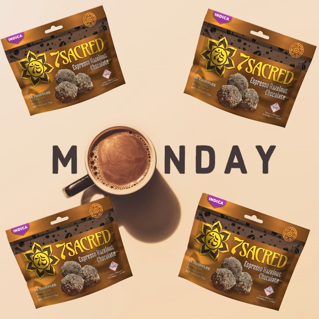 BronnorCorp's tweet photo. #monday #morning #coffee ☕️ 🙌 Awwwweee 🙃 Monday morning coffee with a #7Sacred Espresso Hazelnut Truffle or two😋👼🚀#wakeandbake #marijuana #thc #cannabis #truffles #420 #stoners #fueledbythc #edibles #edible #dispensary #budtender #7Sacred #edibles https://t.co/TqlPspLB8k