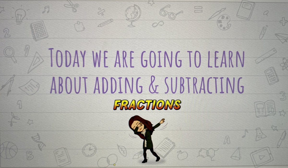 MissSimpson27's tweet photo. 4S is learning all about adding &amp; subtracting fractions today!! We started out with a weekend recap &amp; a 10 minute mini lesson📝 Now they’re off completing their work for the day #goteam #inthistogether #onlinelearning https://t.co/m4WN0maZki