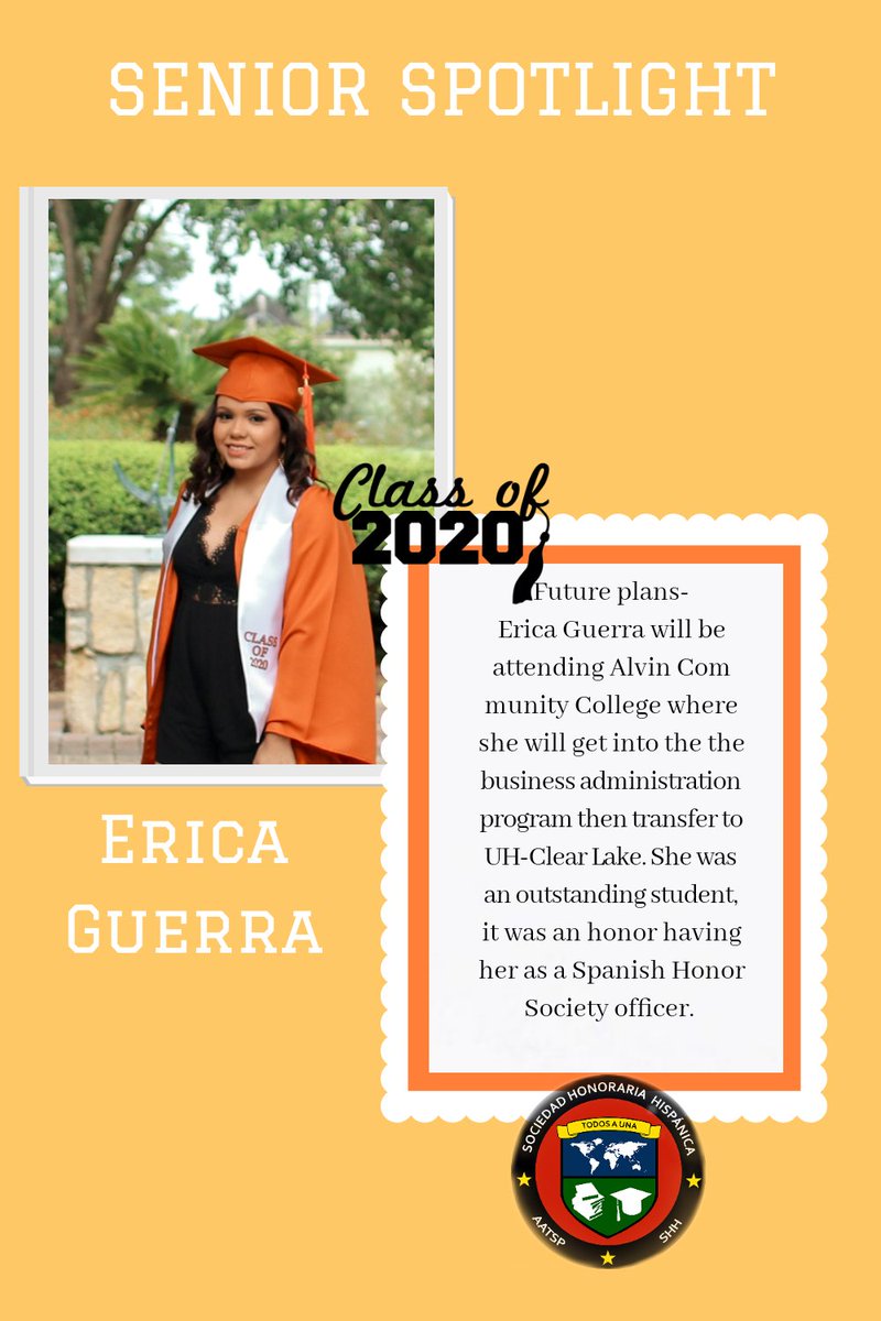 This senior spirit week we'll be posting our senior officers ! Here's our former Secretary, Erica Guerra  #ClassOf2020 #seniorspiritweek #alvinisd