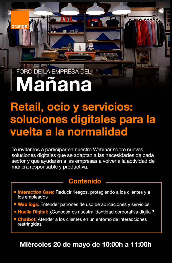 OrangeEmpresas's tweet photo. #GRANDESEMPRESAS👉 Participa en el prox webinar, donde Francisco Huidrobo, director @orange_es explicará cómo las Soluciones Digitales contribuyen a garantizar la distancia en los espacios para sectores afectados como Ocio, Retail y Servicios. Inscríbete: https://t.co/7tf9aytADK https://t.co/Nx1lZikWFz