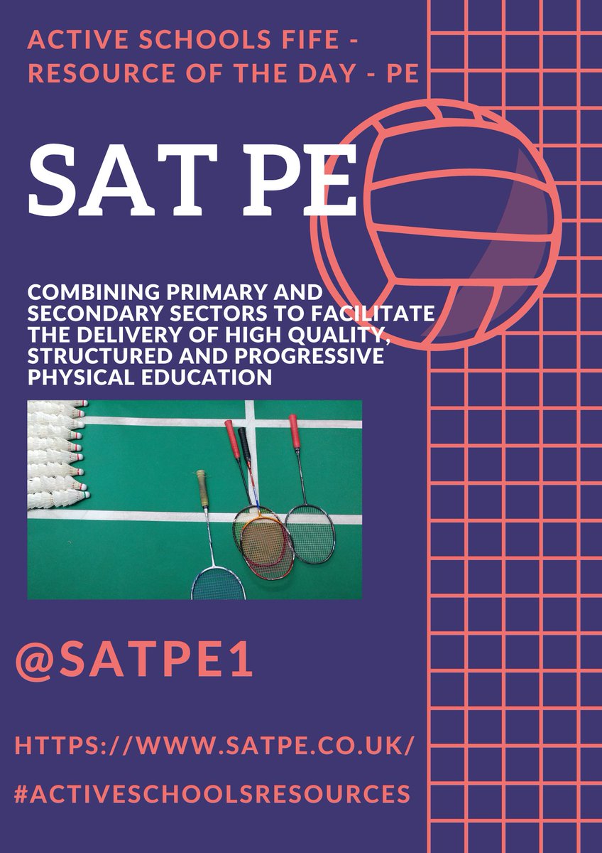 Resource of the Day - PE
🏐<a href="/SATPE1/">SATPE</a>🏐
SATPE combines primary and secondary sectors to facilitate the delivery of high quality, structured and progressive Physical Education.  Exciting resources suitable for primary and secondary PE.
satpe.co.uk
#activeschoolsresources