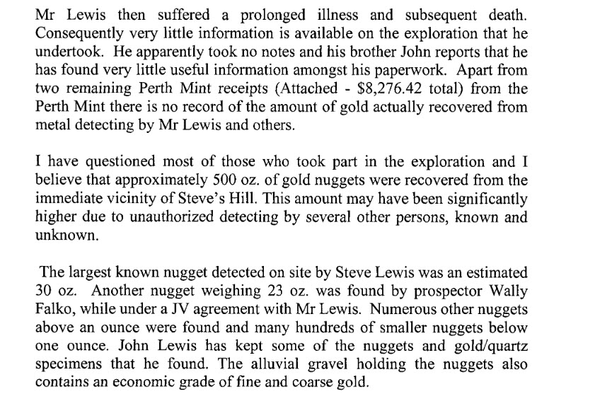 Further research has revealed that the 500oz found at Steve's Hill may have been conservative and unfortunately Steve Lewis took that secret to the grave.Biggest nuggets found were 23oz & 30oz #Gold  #Palm  #Marrakai